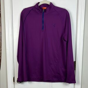 Puma purp/navy blue trim 1/4 zip pullover long sleeved size medium.